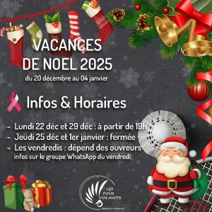 Infos & Horaires vacances de Noël 2025